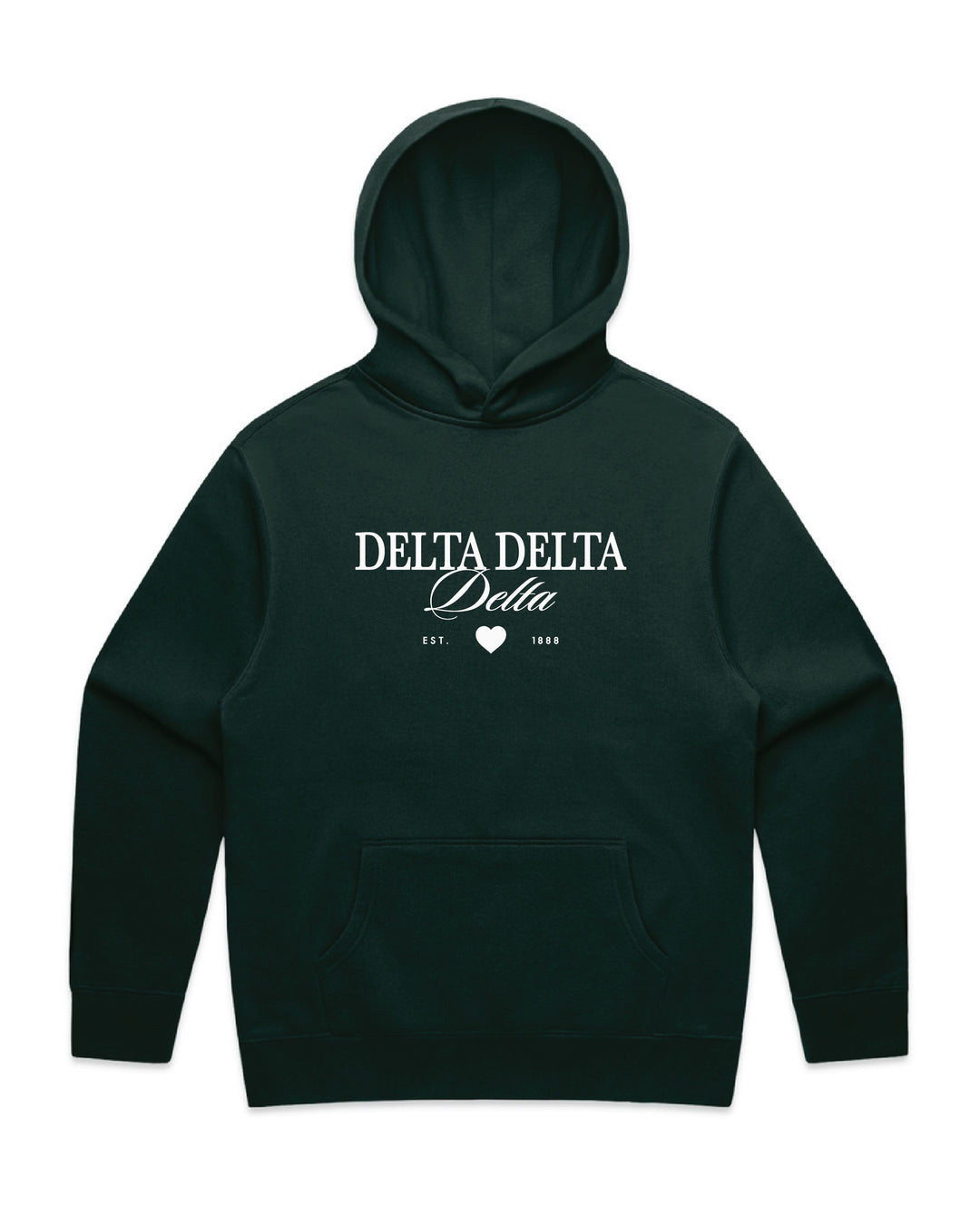 Heart Script Pine Green Heavy Weight Sorority Hoodie