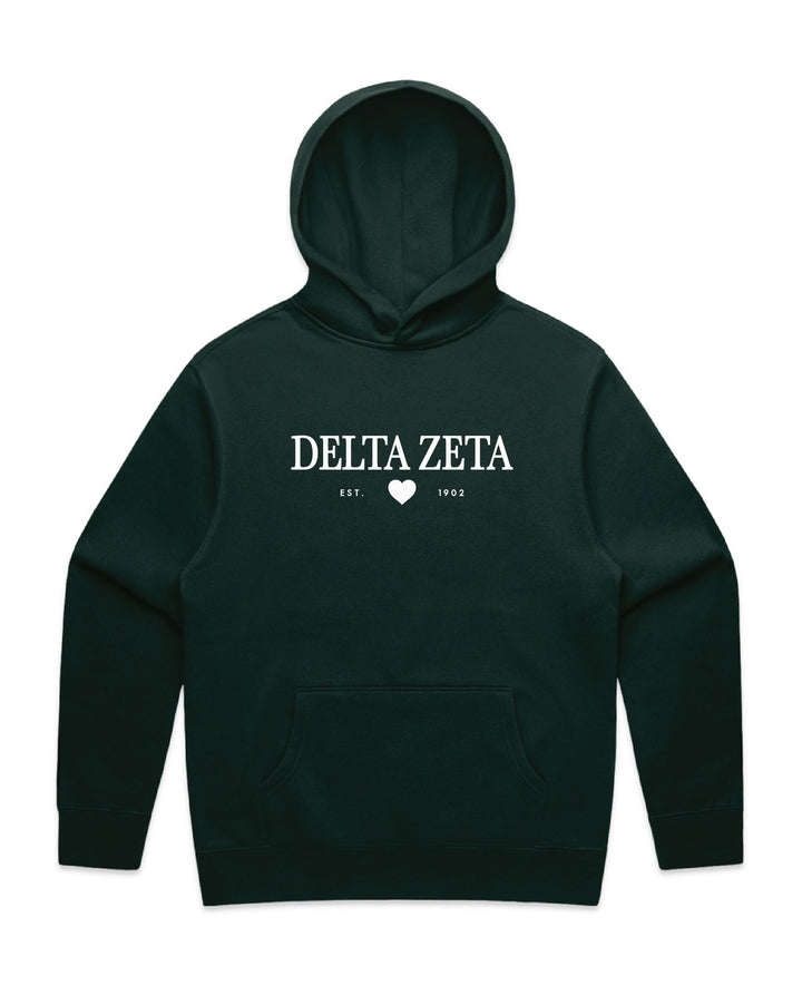 Heart Script Pine Green Heavy Weight Sorority Hoodie
