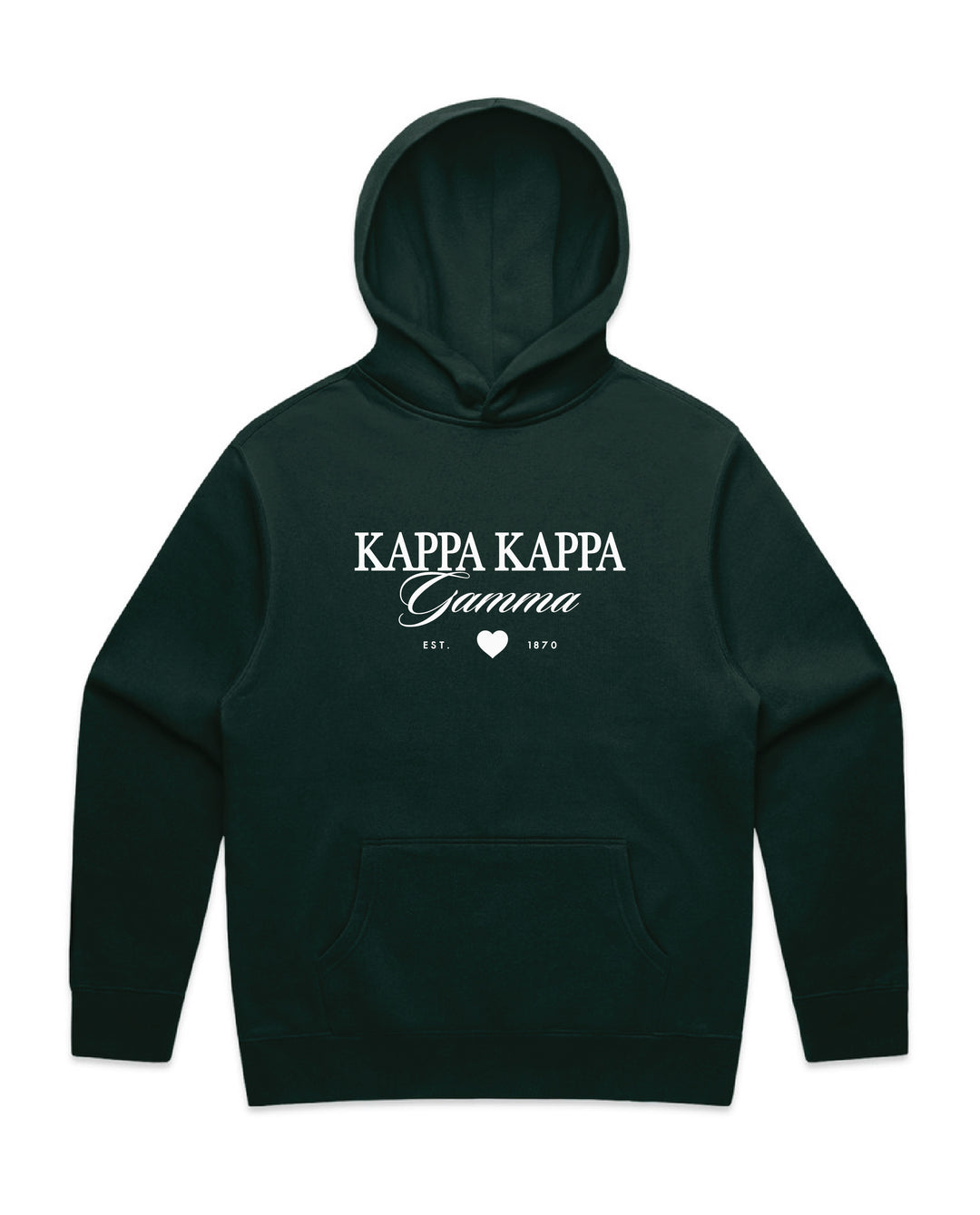 Heart Script Pine Green Heavy Weight Sorority Hoodie