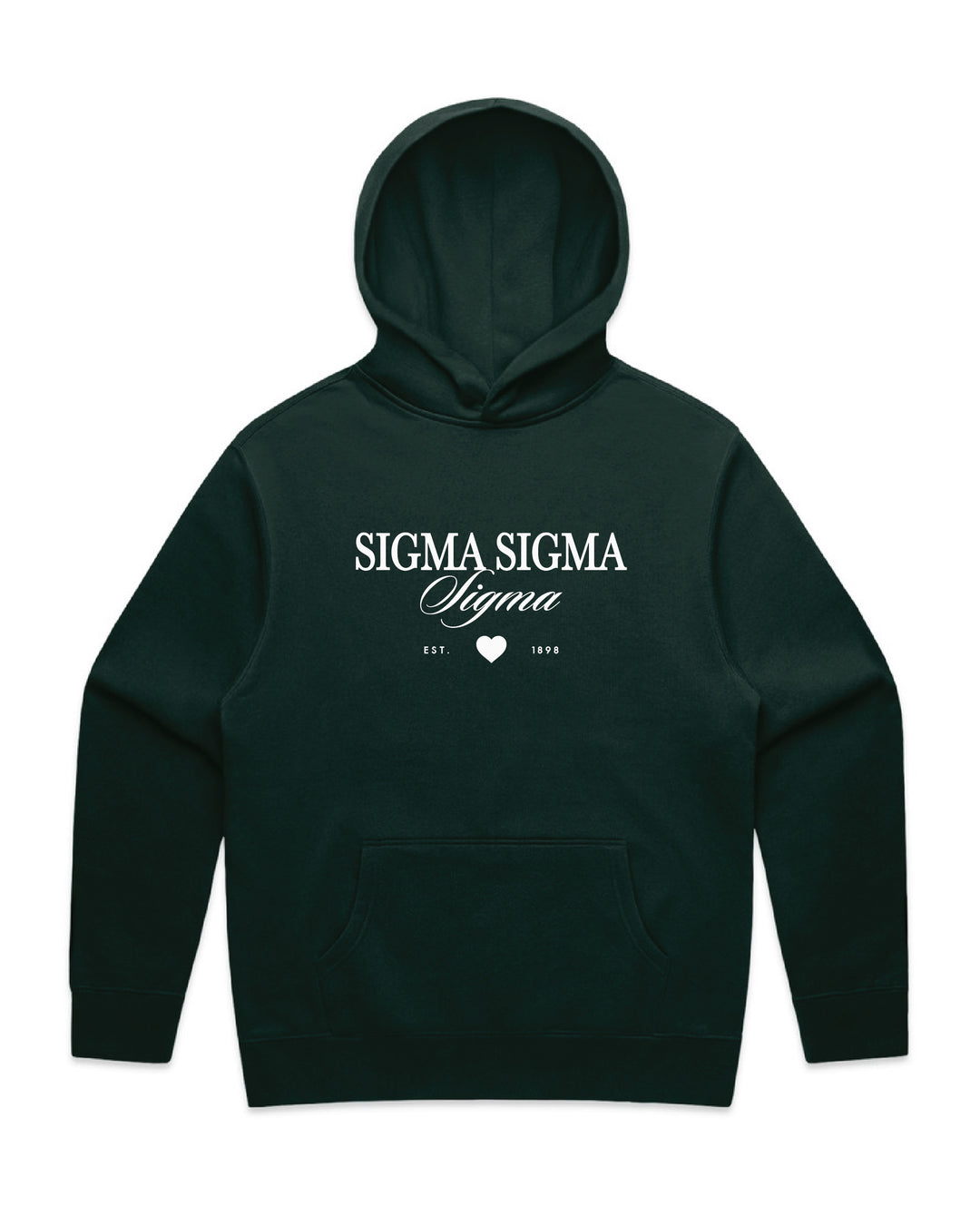 Heart Script Pine Green Heavy Weight Sorority Hoodie