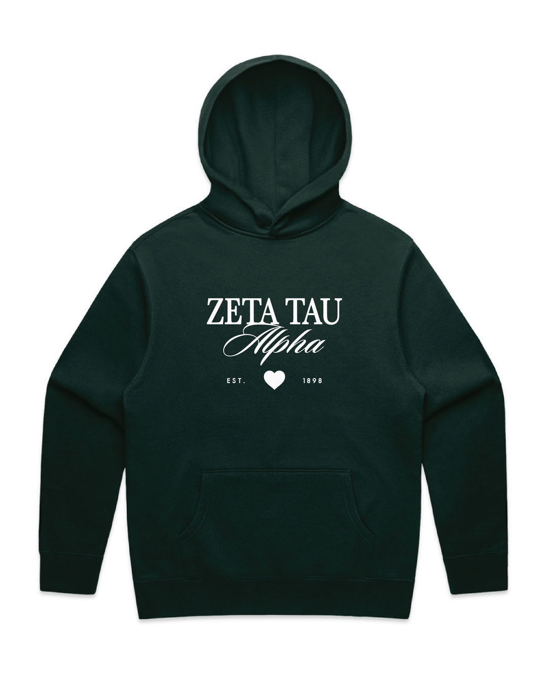 Heart Script Pine Green Heavy Weight Sorority Hoodie