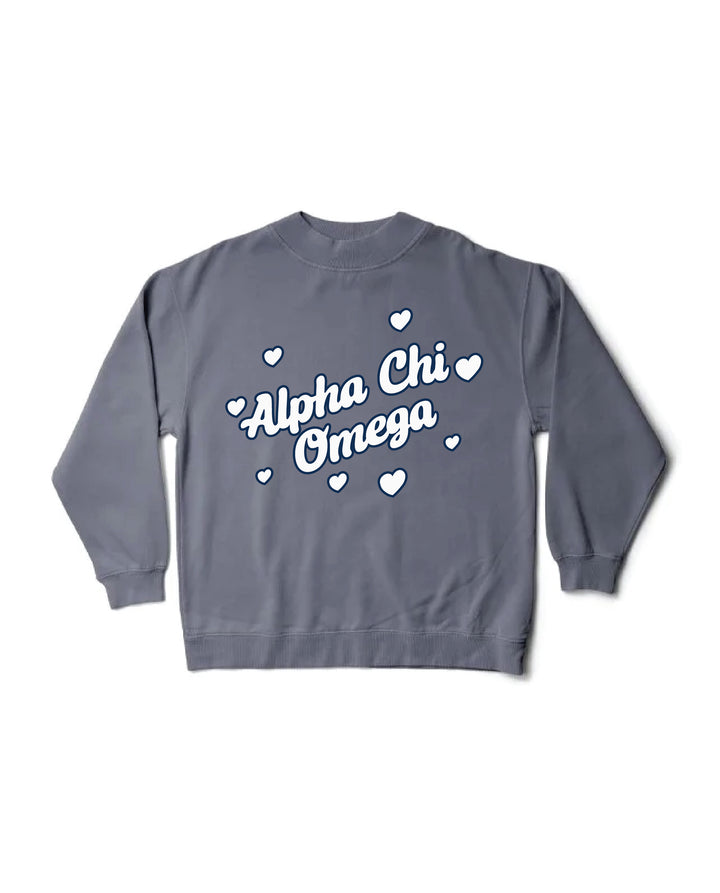 Heart Doodles Mock Neck Sorority Crewneck