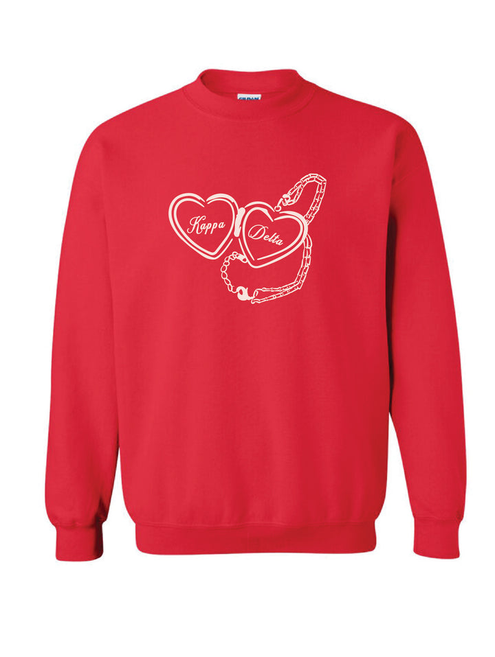 Heart Locket Red Sorority Crewneck
