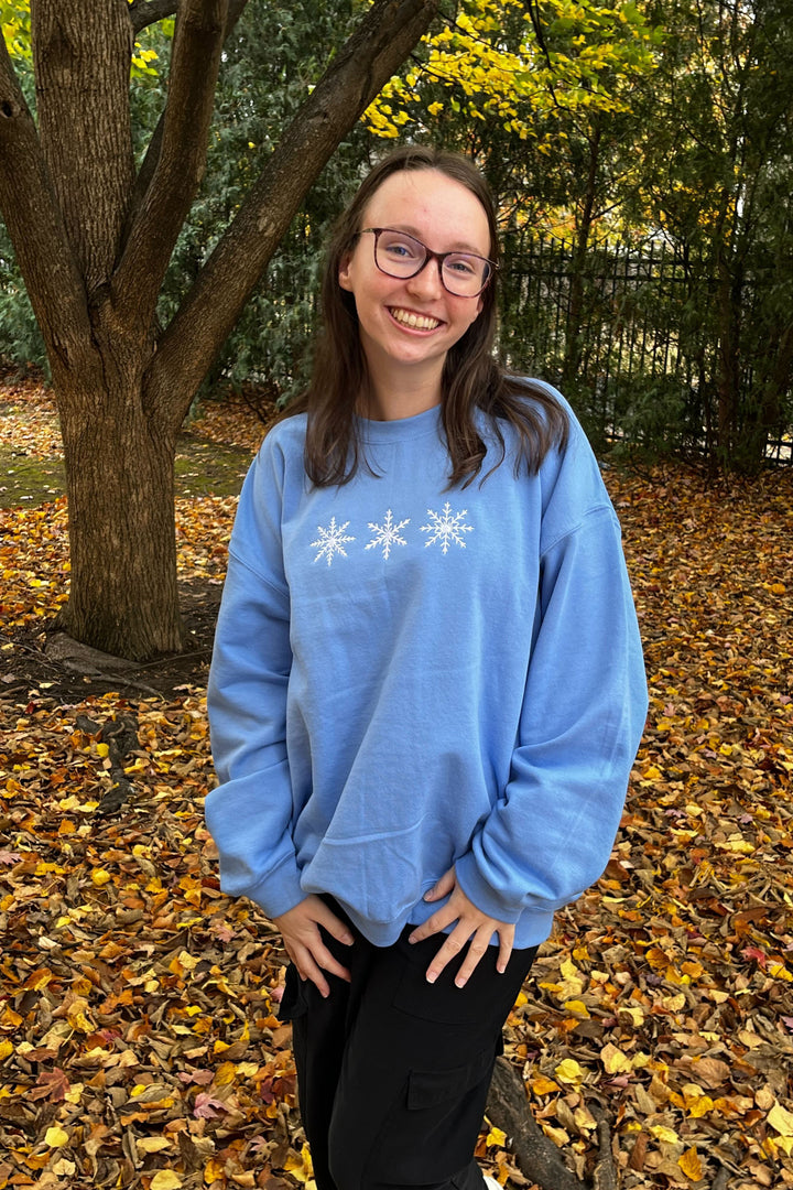 Snowflake Embroidered Crewneck