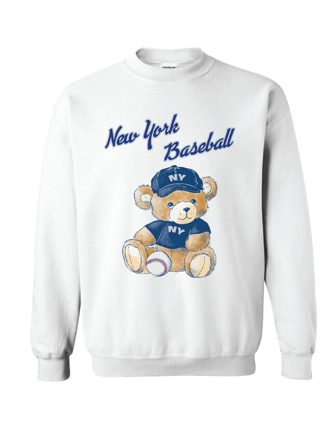 New York Blue/Grey Baseball Teddy Crewneck