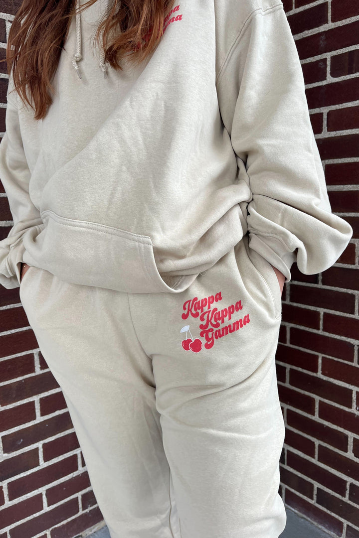 Hood Stitch Cherry Sand Matching Set Sorority Joggers