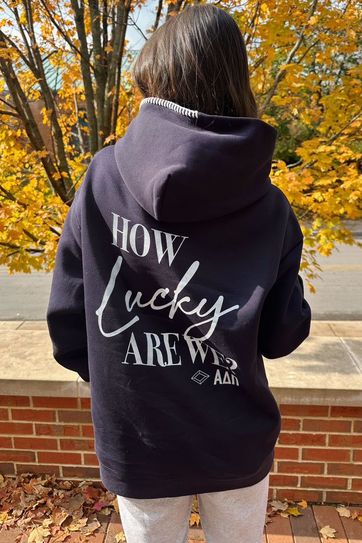 How Lucky Are We Hood Stitch Sorority Hoodie