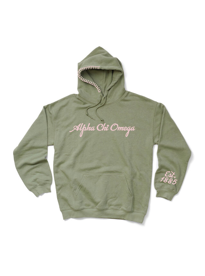 Hoodstitch Cursive Sage Matching Set Sorority Hoodie