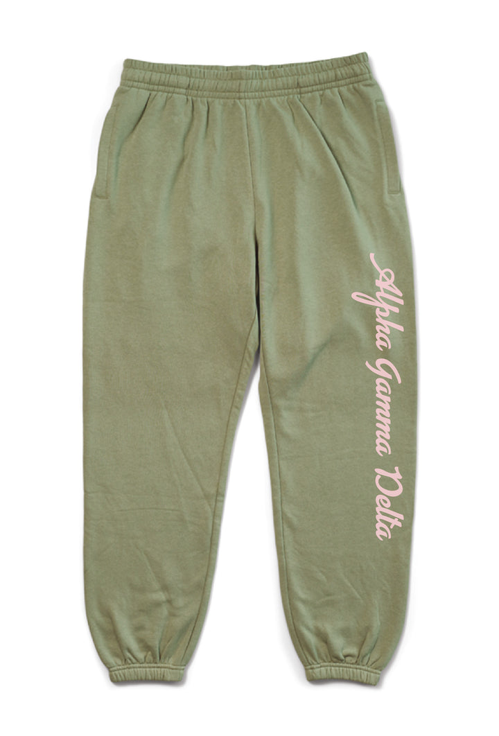 Hood Stitch Cursive Sage Matching Set Sorority Joggers