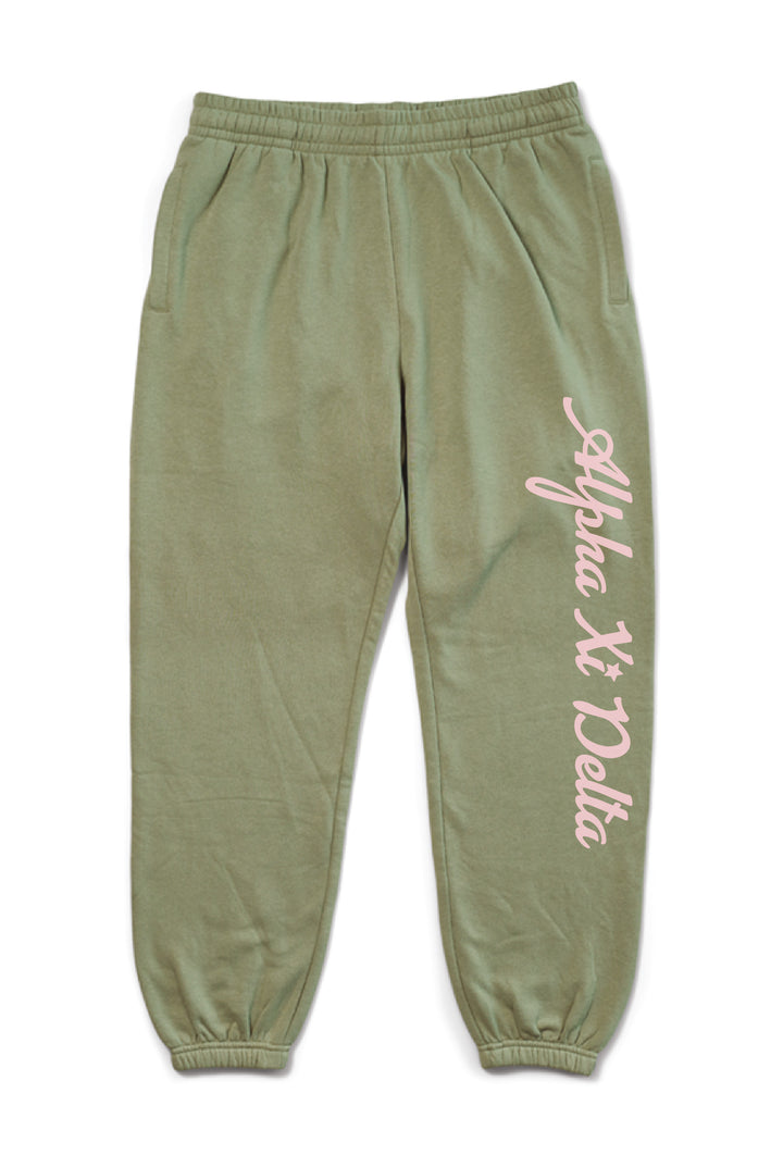 Hoodstitch Cursive Sage Matching Set Sorority Joggers