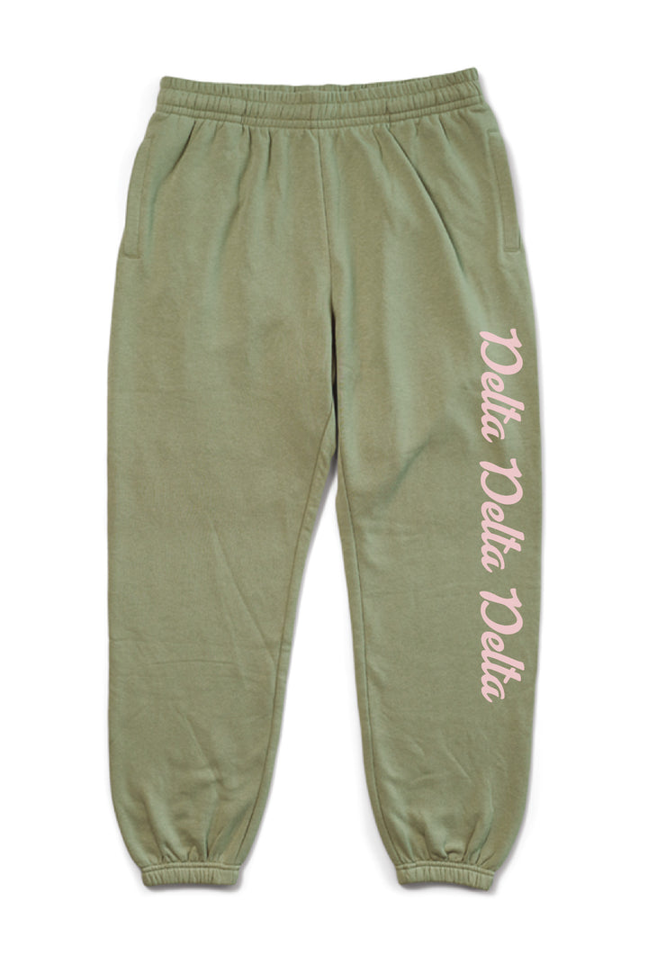 Hood Stitch Cursive Sage Matching Set Sorority Joggers