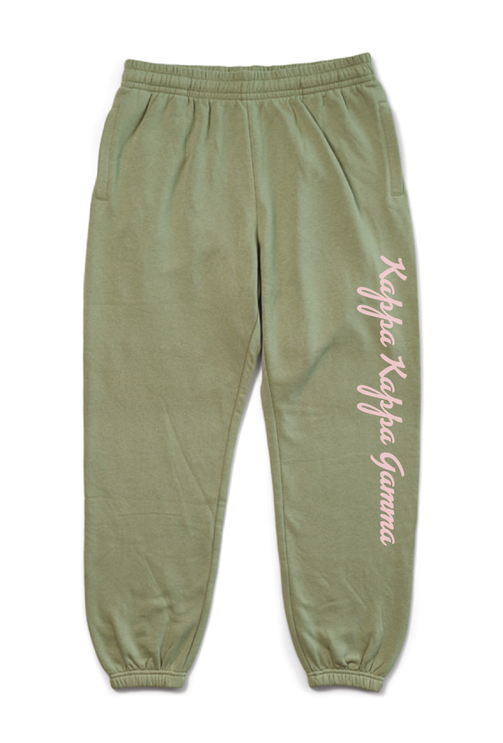 Hood Stitch Cursive Sage Matching Set Sorority Joggers