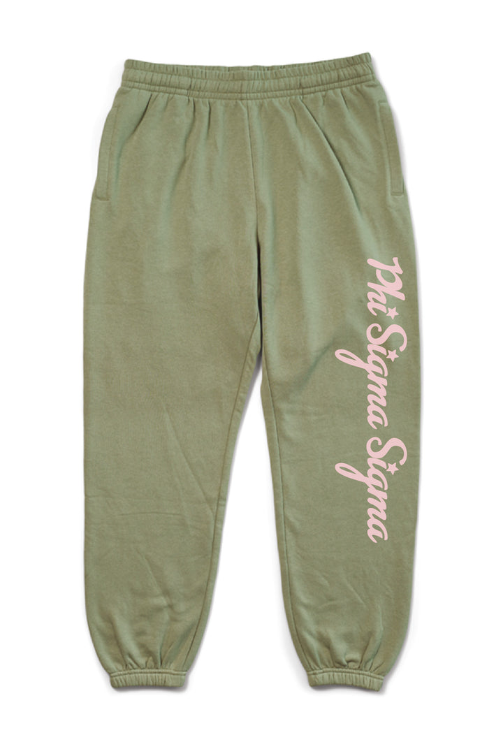 Hoodstitch Cursive Sage Matching Set Sorority Joggers