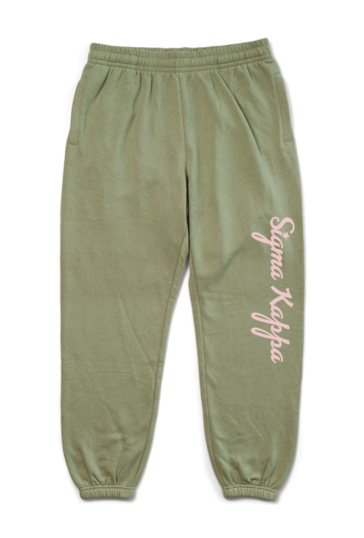 Hoodstitch Cursive Sage Matching Set Sorority Joggers