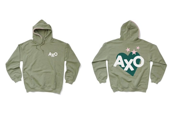 Hood Stitch Heart Sage Matching Set Sorority Hoodie