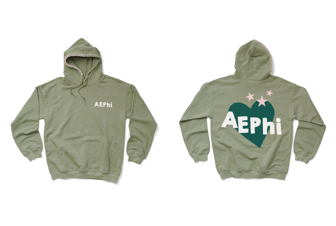 Hoodstitch Heart Sage Matching Set Sorority Hoodie