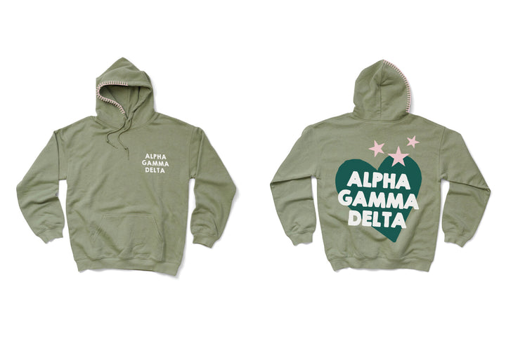 Hoodstitch Heart Sage Matching Set Sorority Hoodie