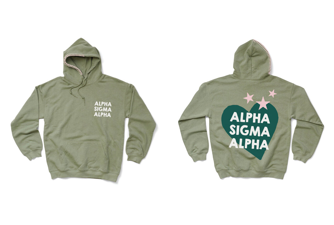 Hoodstitch Heart Sage Matching Set Sorority Hoodie