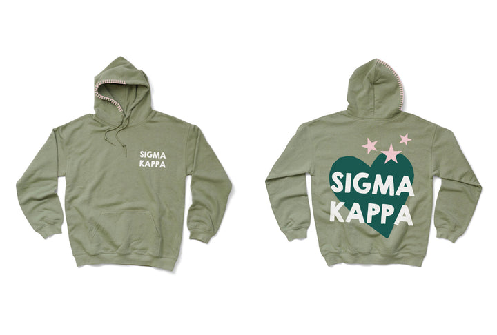 Hoodstitch Heart Sage Matching Set Sorority Hoodie