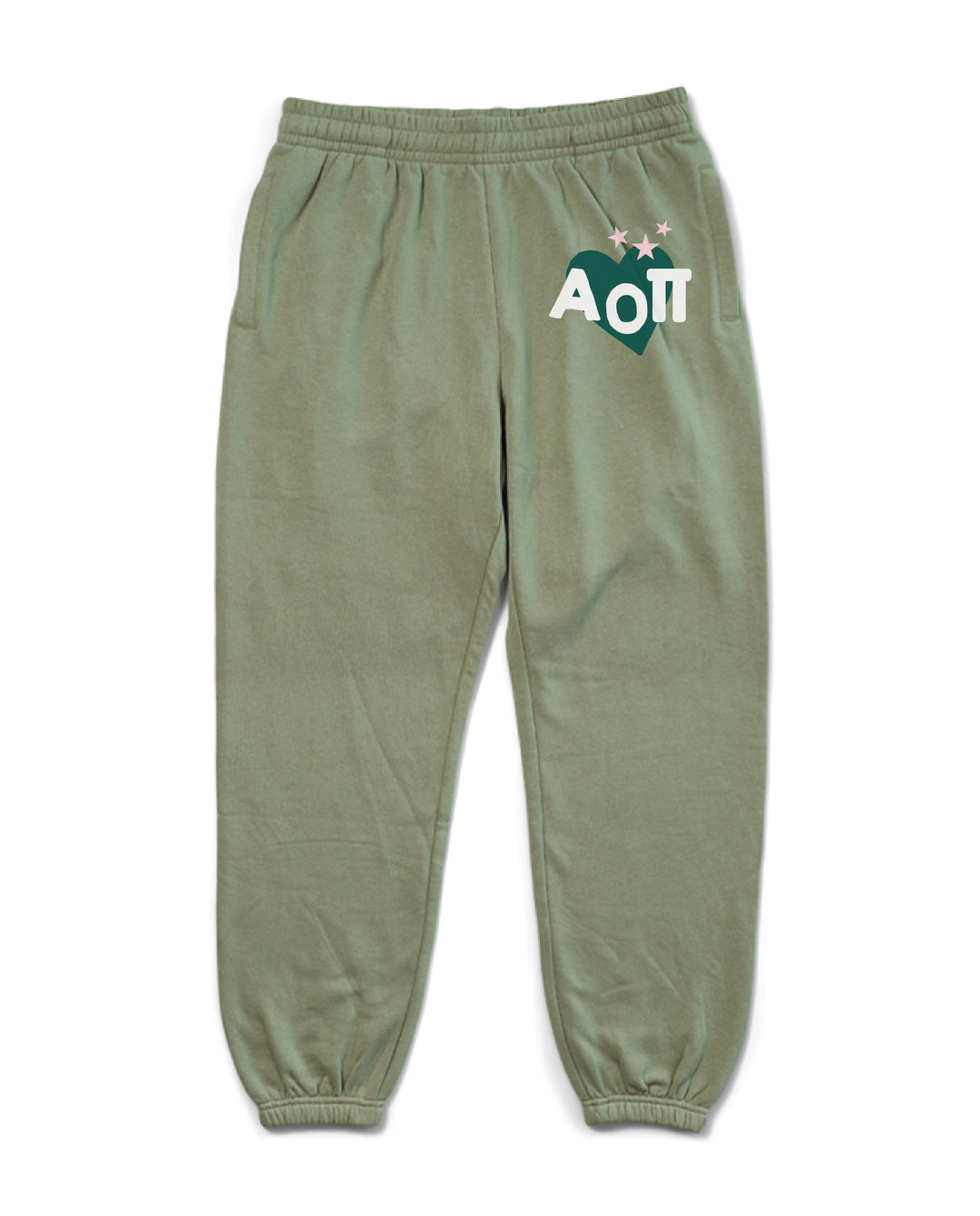 Hood Stitch Heart Sage Matching Set Sorority Joggers