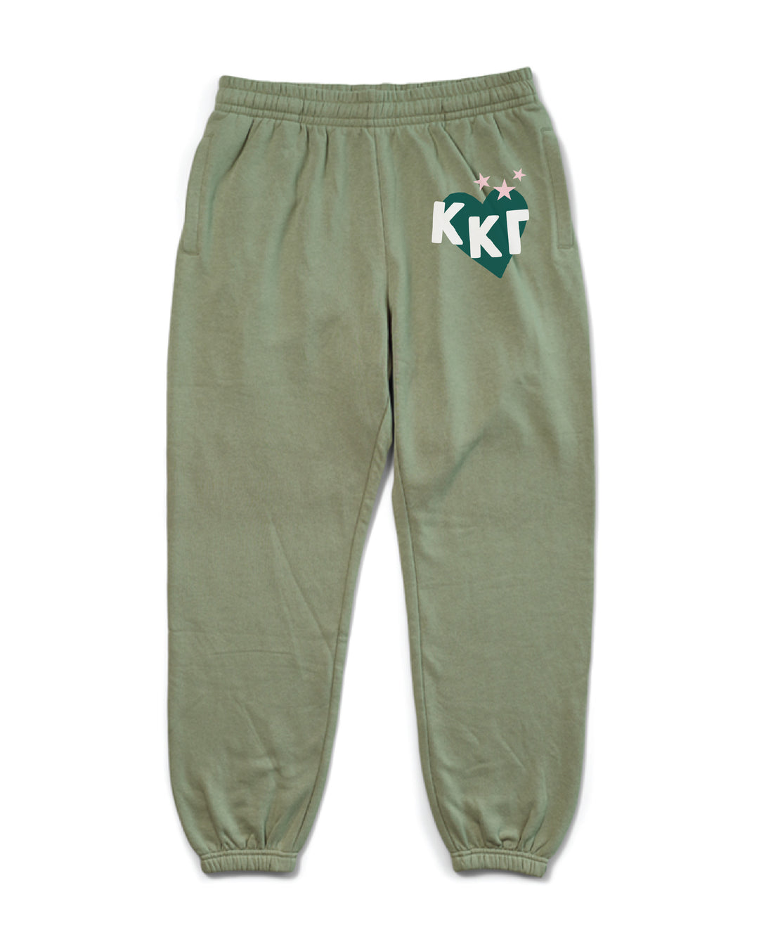 Hood Stitch Heart Sage Matching Set Sorority Joggers