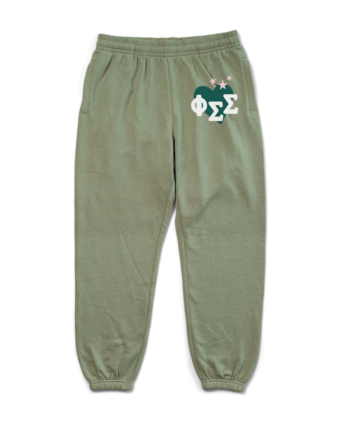 Hood Stitch Heart Sage Matching Set Sorority Joggers