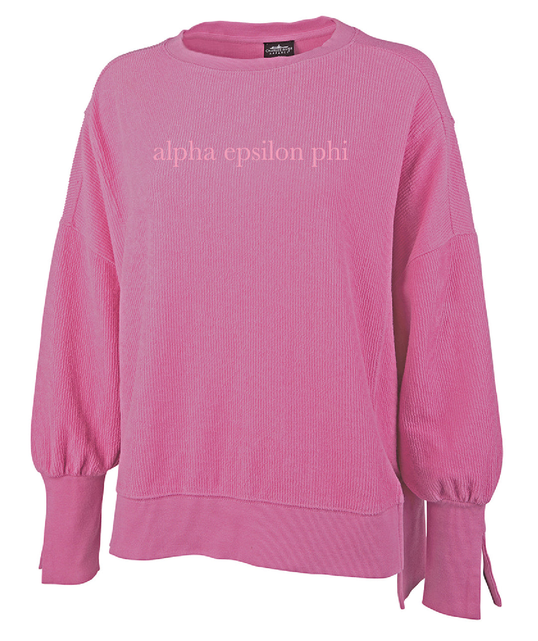 Hot Pink Embroidered Sorority Corded Crewneck - 2XL -3XL