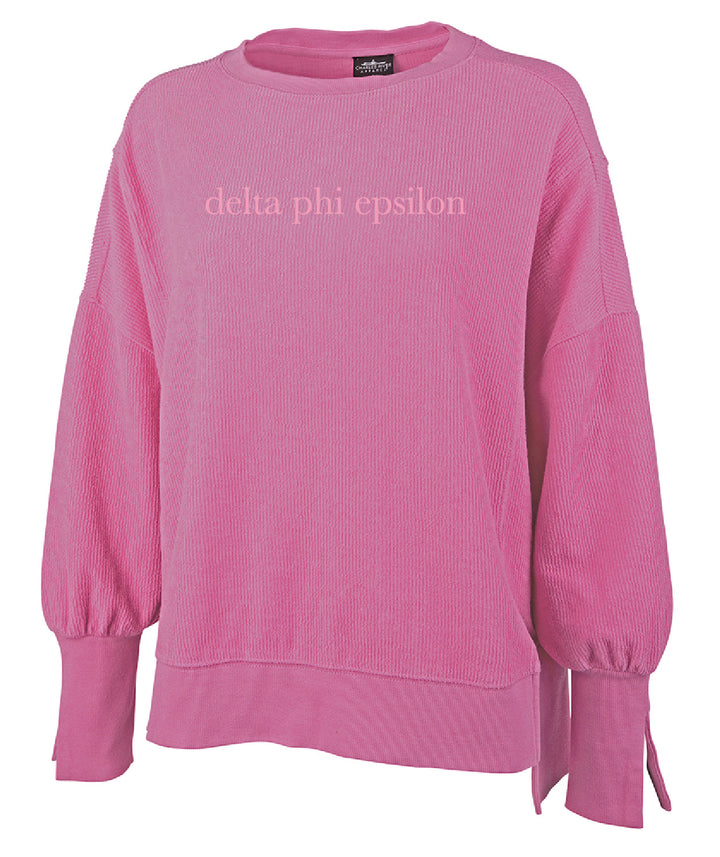 Hot Pink Embroidered Sorority Corded Crewneck