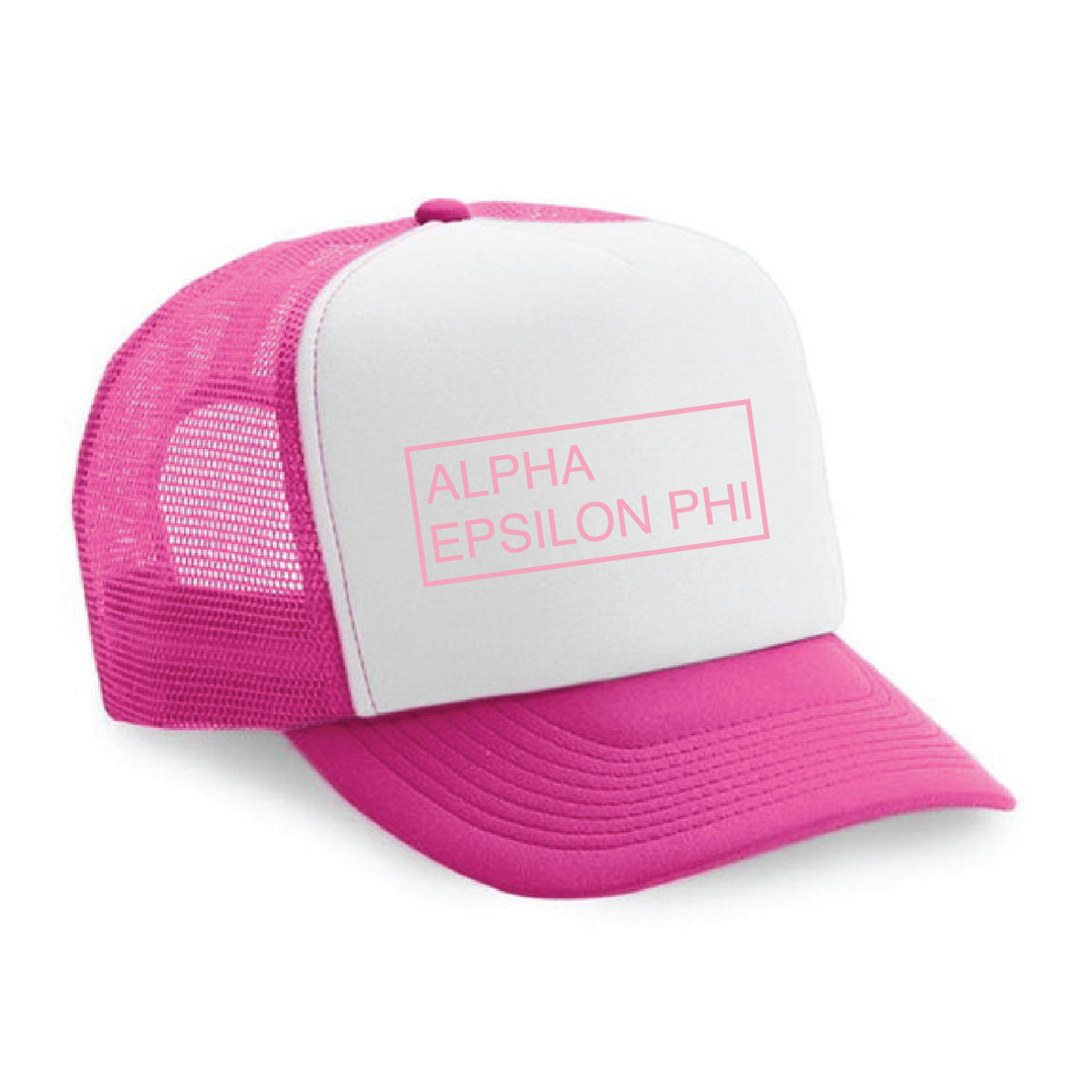 Hot Pink Embroidered Sorority Trucker Hat