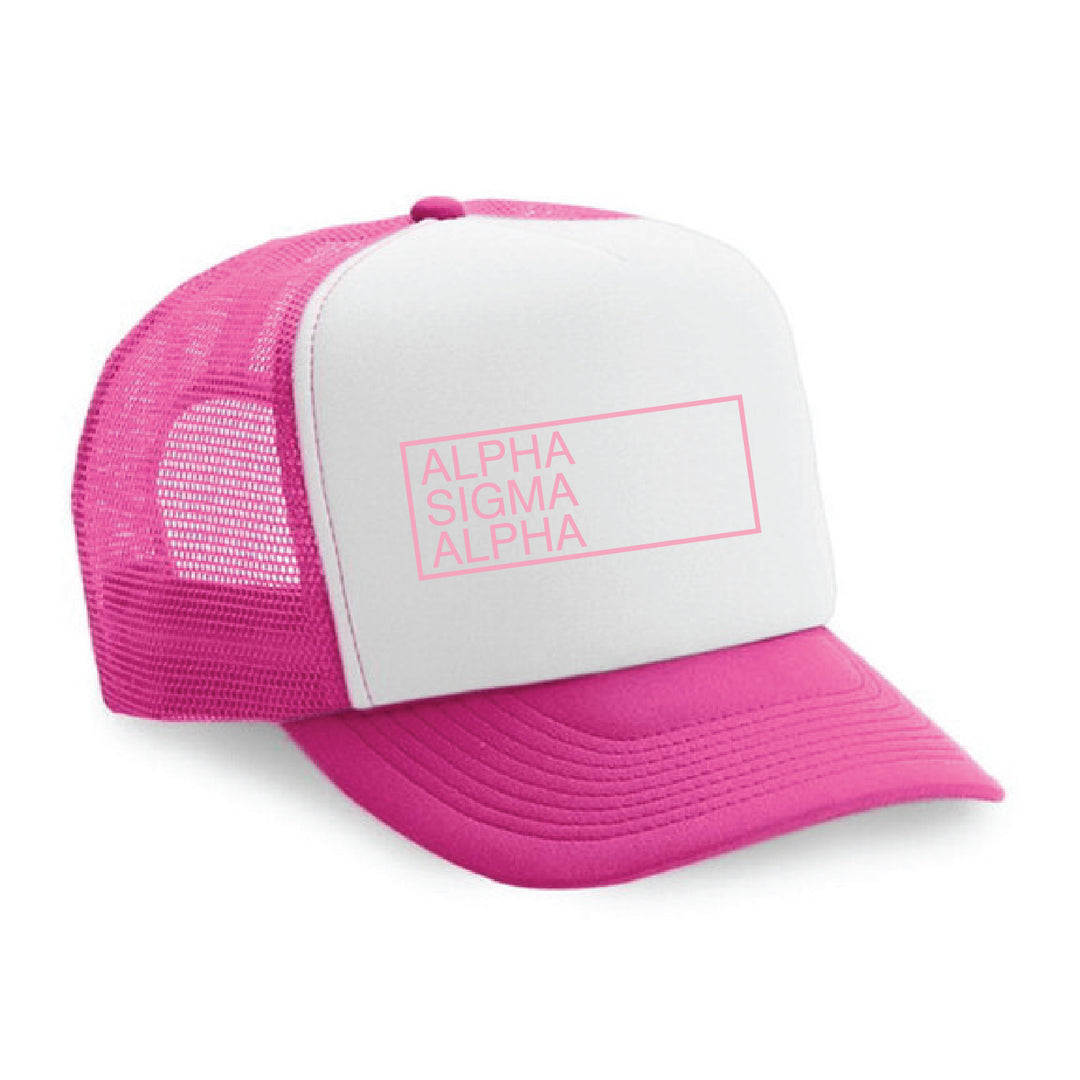 Hot Pink Embroidered Sorority Trucker Hat