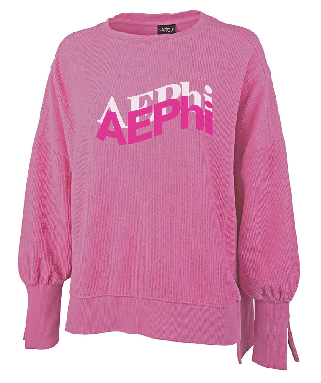 Hot Pink Wavy Corded Crewneck