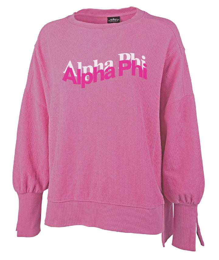 Hot Pink Wavy Corded Crewneck - 2XL - 3XL