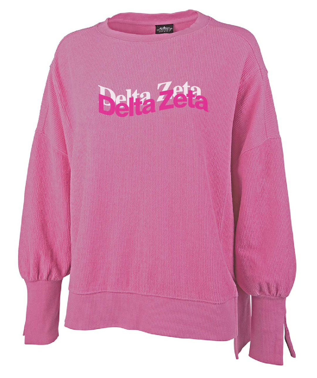 Hot Pink Wavy Corded Crewneck