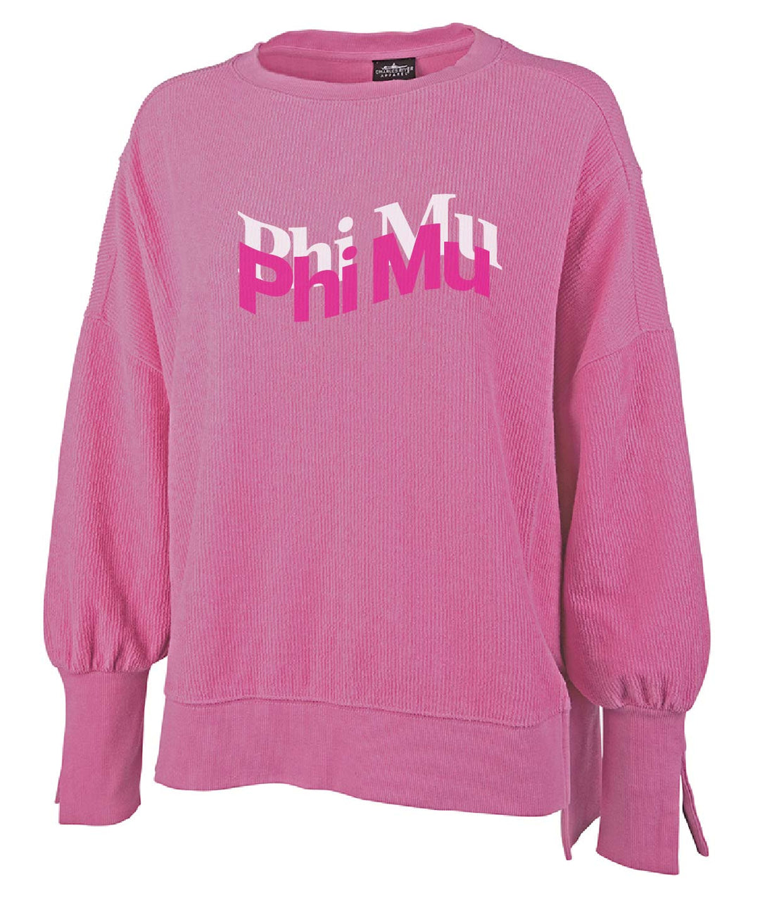 Hot Pink Wavy Corded Crewneck