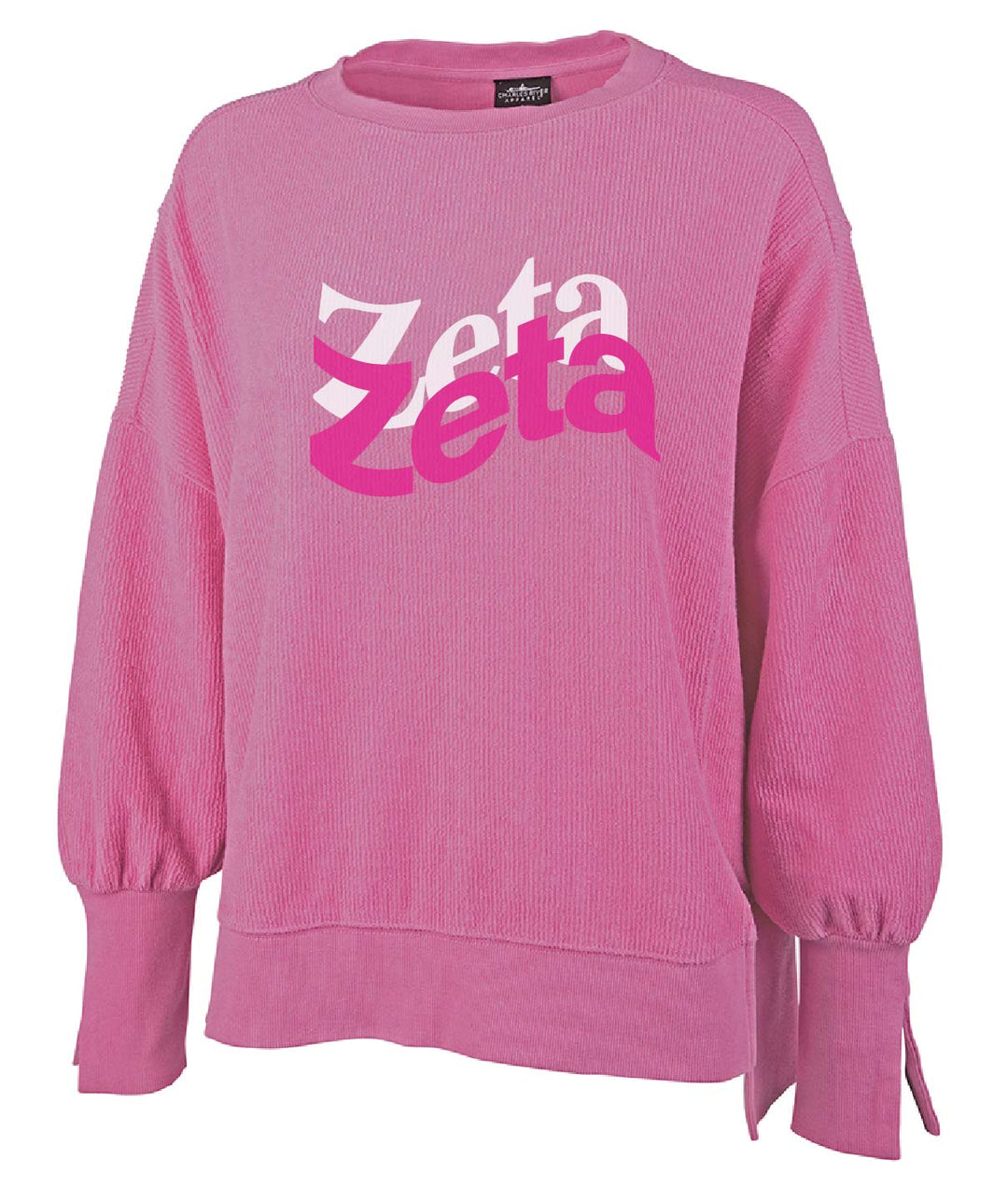 Hot Pink Wavy Corded Crewneck