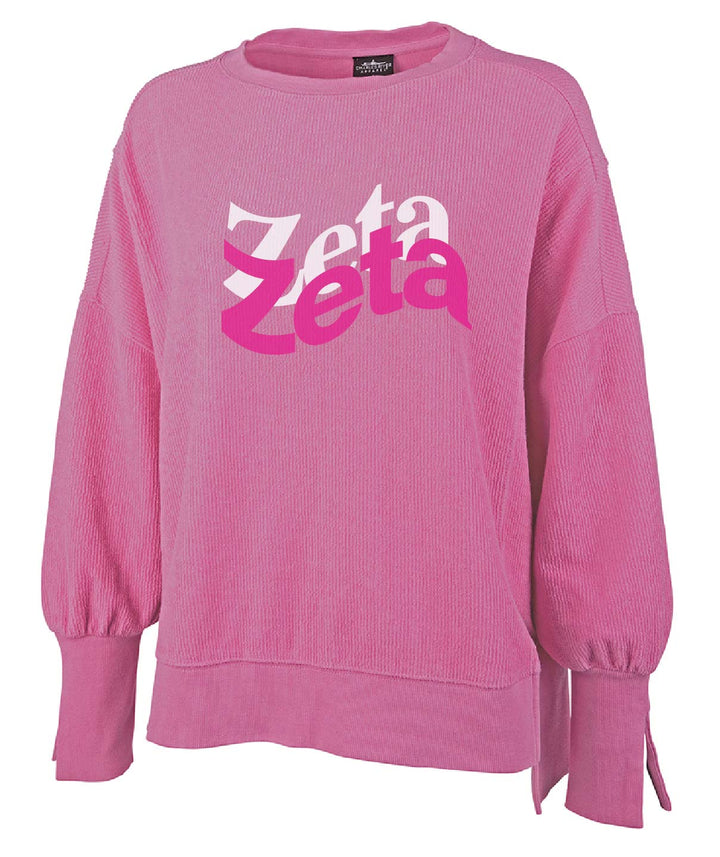 Hot Pink Wavy Corded Crewneck - 2XL - 3XL