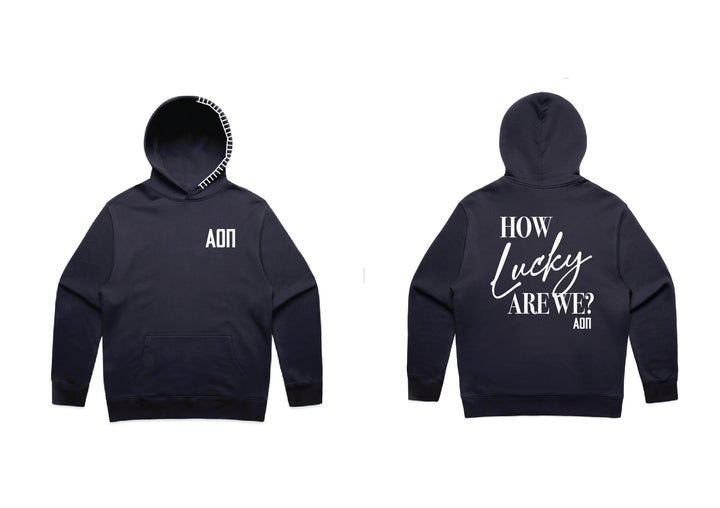 How Lucky Are We Hood Stitch Sorority Hoodie