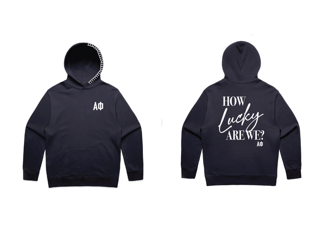 How Lucky Are We Hood Stitch Sorority Hoodie
