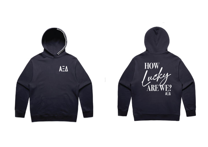 How Lucky Are We Hood Stitch Sorority Hoodie