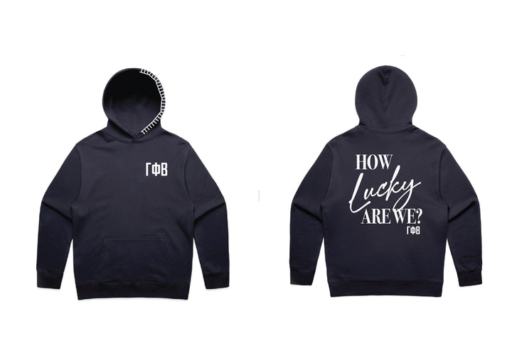 How Lucky Are We Hood Stitch Sorority Hoodie