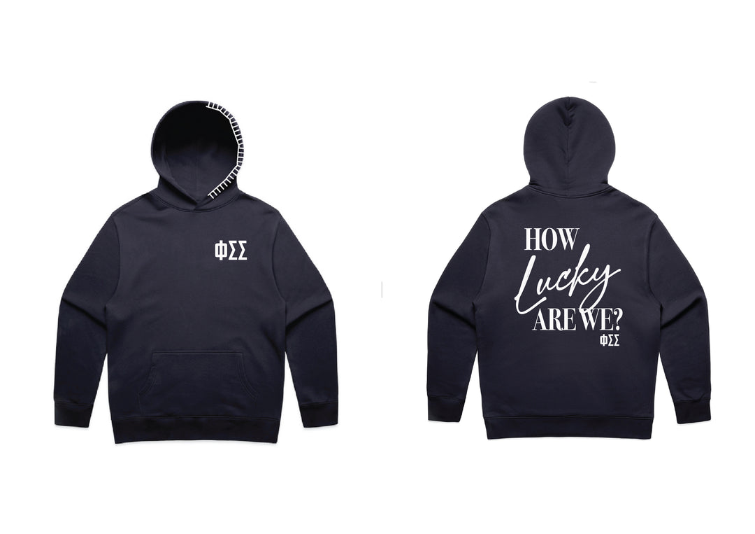 How Lucky Are We Hood Stitch Sorority Hoodie