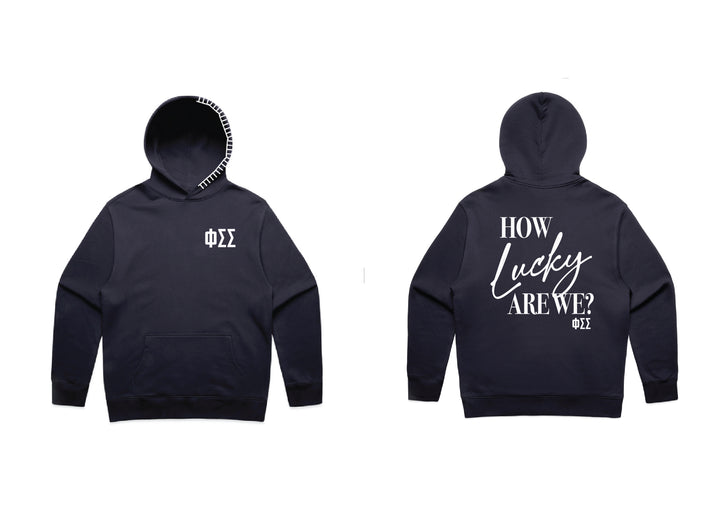 How Lucky Are We Hood Stitch Sorority Hoodie