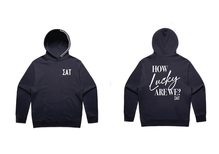 How Lucky Are We Hood Stitch Sorority Hoodie