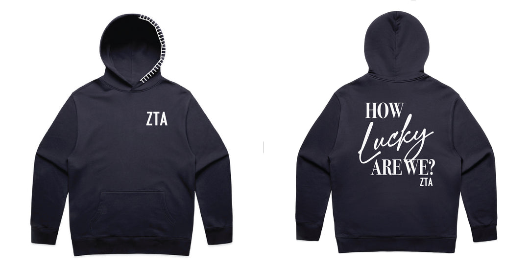 How Lucky Are We Hood Stitch Sorority Hoodie