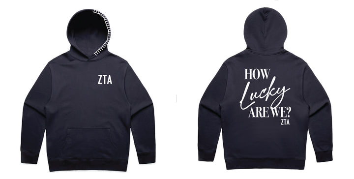 How Lucky Are We Hood Stitch Sorority Hoodie