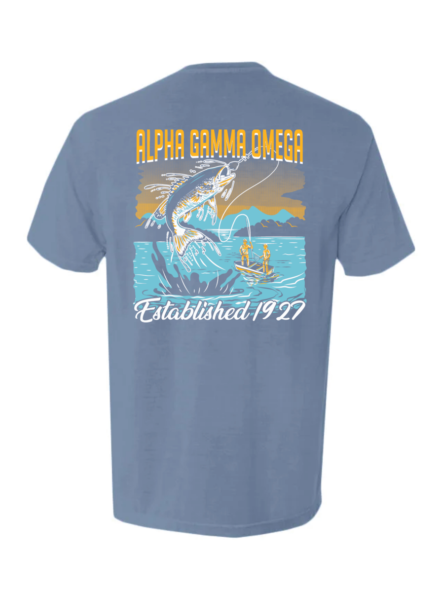 Alpha Gamma Omega Fishing Pocket Tee