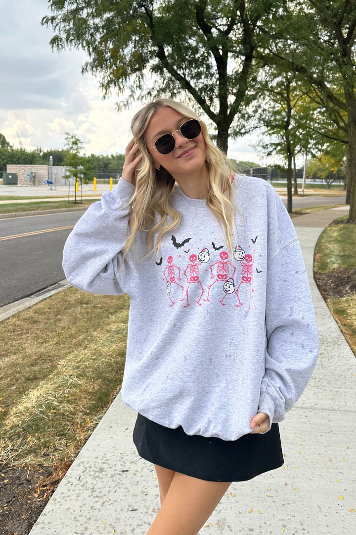 Pink Skeletons Halloween Crewneck