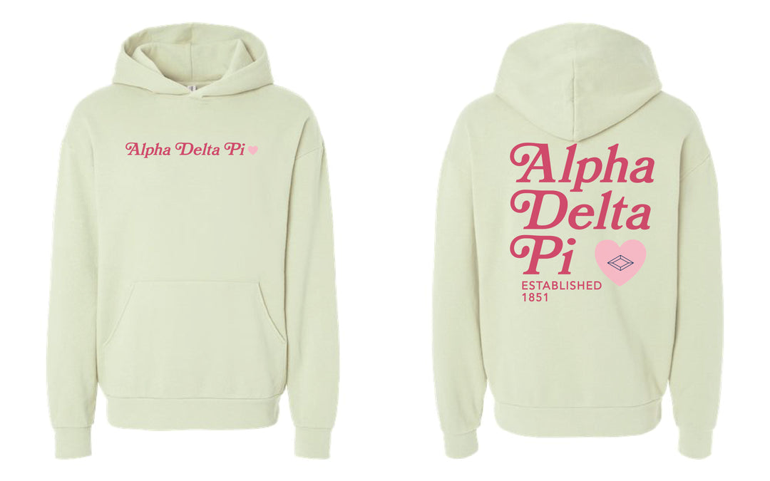 Alpha Delta Pi Honeydew Heart Hoodie