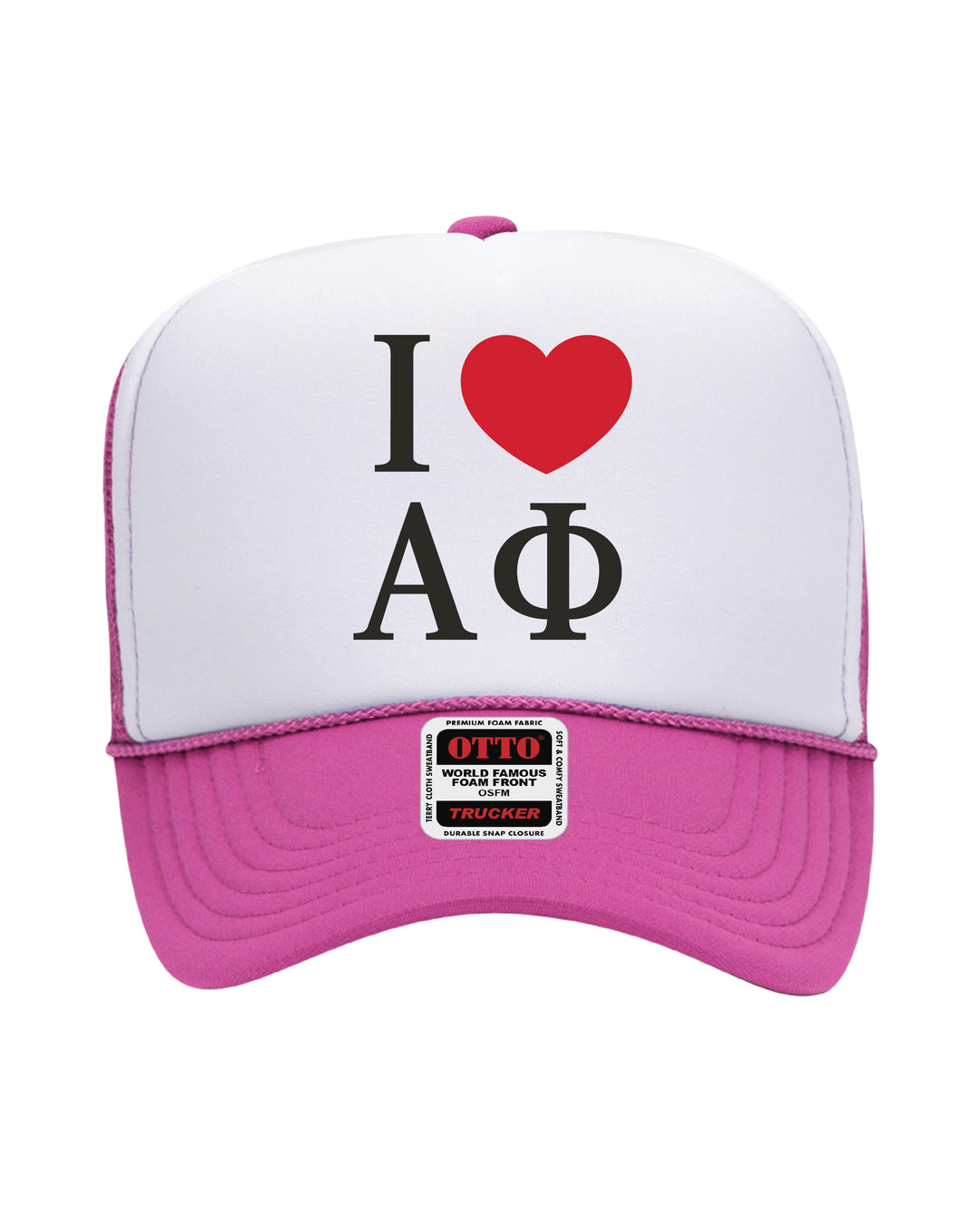 I Love Sorority Embroidered Hot Pink Trucker Hat