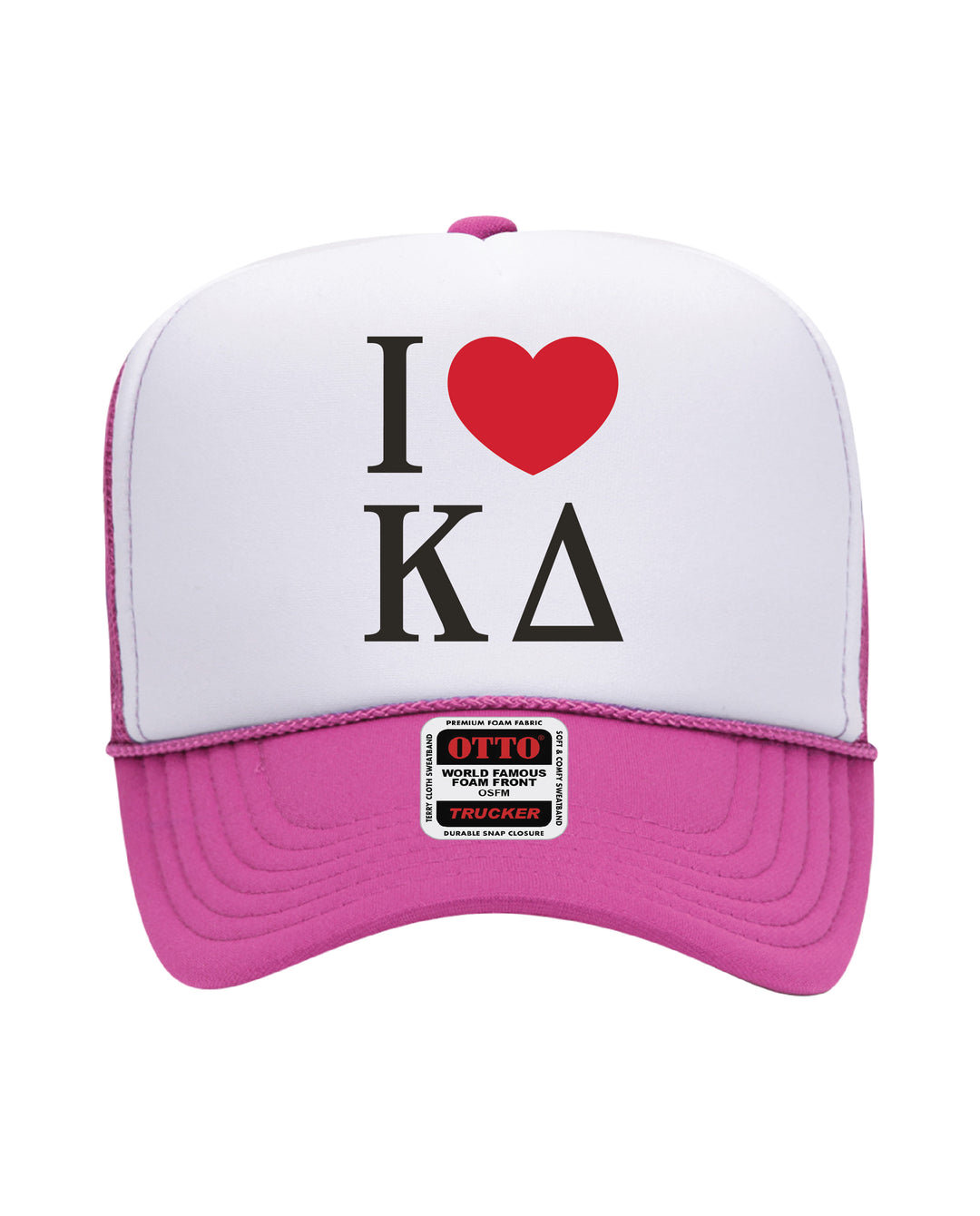 I Love Sorority Embroidered Hot Pink Trucker Hat